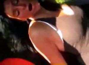 Уселась в машине на рычаг